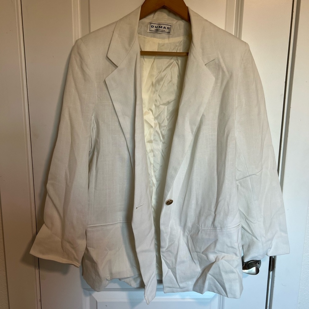 Vintage DUMAS White Linen Blazer – Made in USA